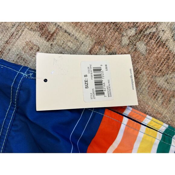 Ocean Pacific NWT Multicolor Swim Trunks Shorts in Blue Topaz, Sz Small, MP $50 - Picture 2 of 8